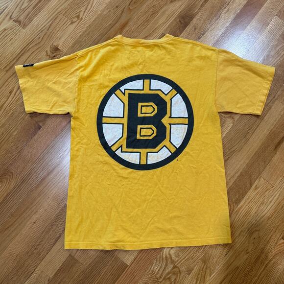 Starter Boston Bruins Hockey T-Shirt Mens Medium Vintage 90's Made in USA Yellow - Picture 1 of 3